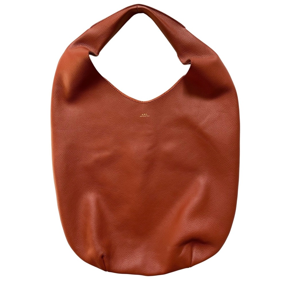 A.P.C. Leather Le Neige Tote Bag in Rhum Brown